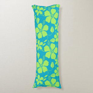 HAWAIIAN HULA (HIBISCUS) TEAL LIME BODY CUSHION