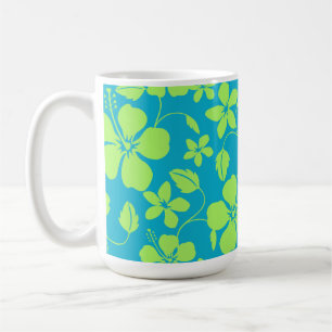 HAWAIIAN HULA (HIBISCUS) TEAL LIME COFFEE MUG