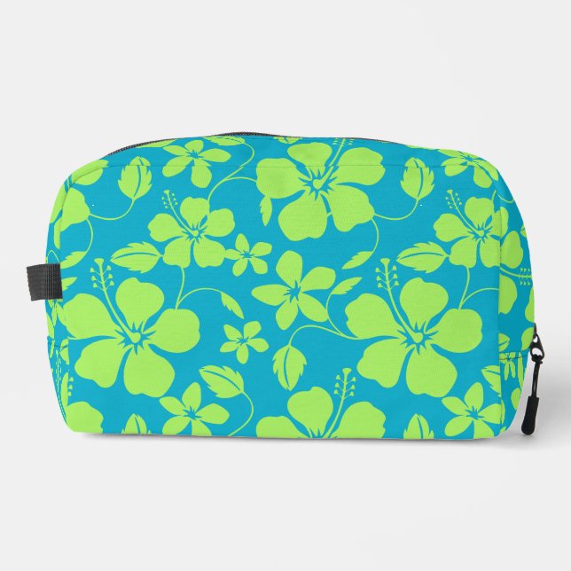 HAWAIIAN HULA (HIBISCUS) TEAL LIME DOPP KIT (Front)