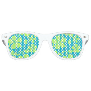 HAWAIIAN HULA (HIBISCUS) TEAL LIME RETRO SUNGLASSES