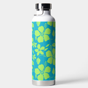 HAWAIIAN HULA (HIBISCUS) TEAL LIME WATER BOTTLE