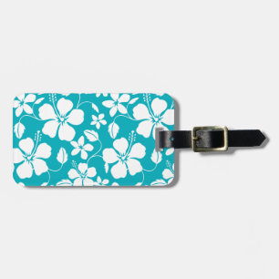 HAWAIIAN HULA (HIBISCUS) TEAL LUGGAGE TAG