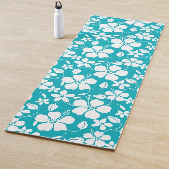 HAWAIIAN HULA (HIBISCUS) TEAL YOGA MAT (In Situ)