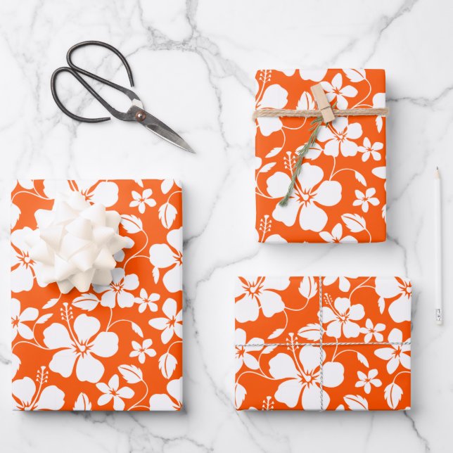 HAWAIIAN HULA (ORANGE) WRAPPING PAPER SHEET (Front)