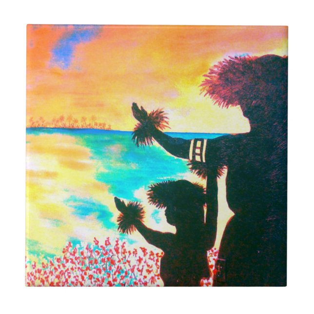 Hawaiian Hula Sunrise Tile (Front)