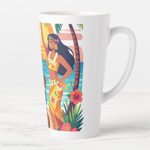 Hawaiian Hula Sunset Beach Tropical Dance Art Latte Mug