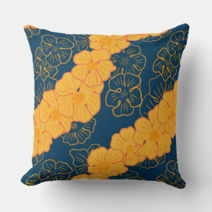 Hawaiian ilima flower print throw pillow