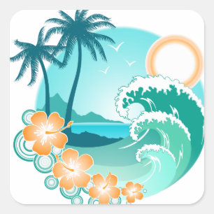 Hawaiian Island 1 Square Sticker