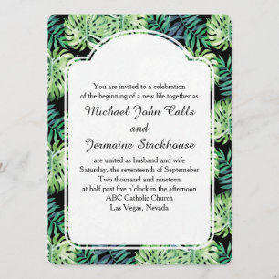 Hawaiian Island Beach Wedding Monsterra Deliciosa Invitation