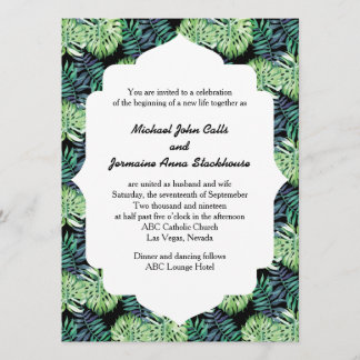Hawaiian Island Beach Wedding Monsterra Deliciosa Invitation