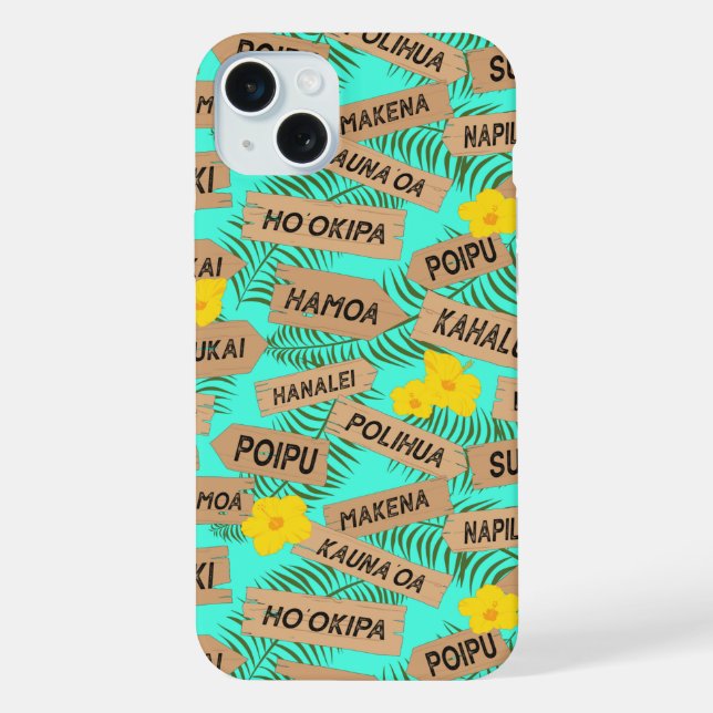 Hawaiian Island Beaches on Blue iPhone Case (Back)