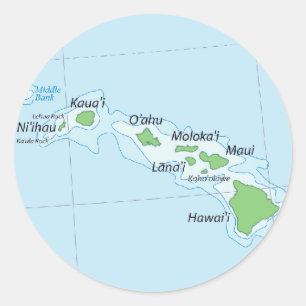 Hawaiian Island Chain Map Classic Round Sticker