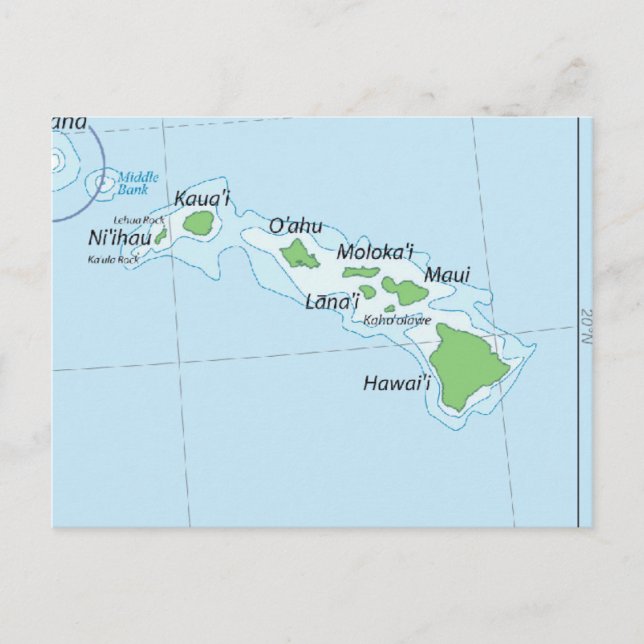 Hawaiian Island Chain Map Postcard (Front)