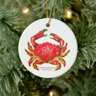 Hawaiian Island Crab Ceramic Ornament