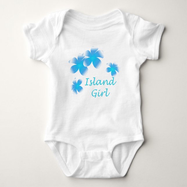 Hawaiian Island Girl Tropical Floral Aqua Infants Baby Bodysuit (Front)
