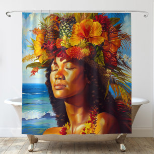 Hawaiian Island Goddess Tropical  Shower Curtain