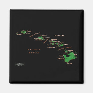 Hawaiian Island map Magnet