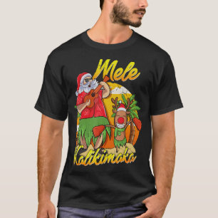 Hawaiian Island Mele Kalikimaka Santa Reindeer Xma T-Shirt