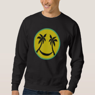 Hawaiian Island Palm Trees Happy Hammock Face Sweatshirt