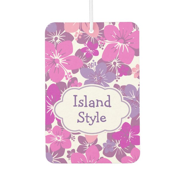 Hawaiian Island Style Hibiscus Floral Pattern Car Air Freshener (Front)