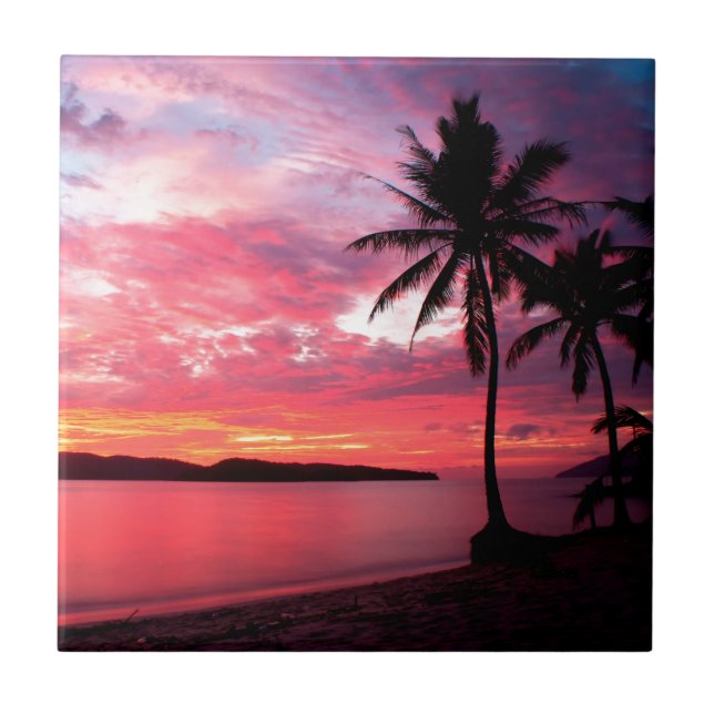 Hawaiian Island Sunset Tile (Front)
