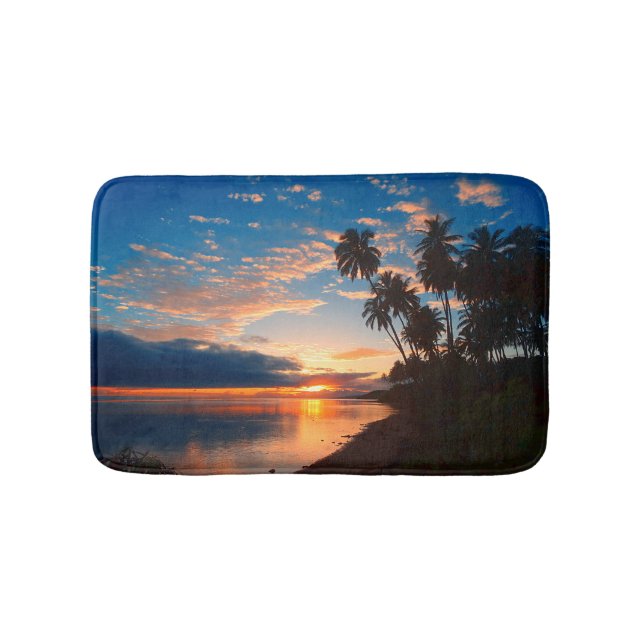 Hawaiian Island Tropical Sunset Bath Mat (Front)