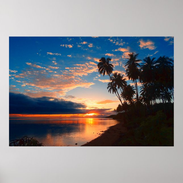 Hawaiian Island Tropical Sunset Poster (Front)