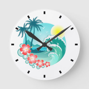 Hawaiian Islands 3 Round Clock