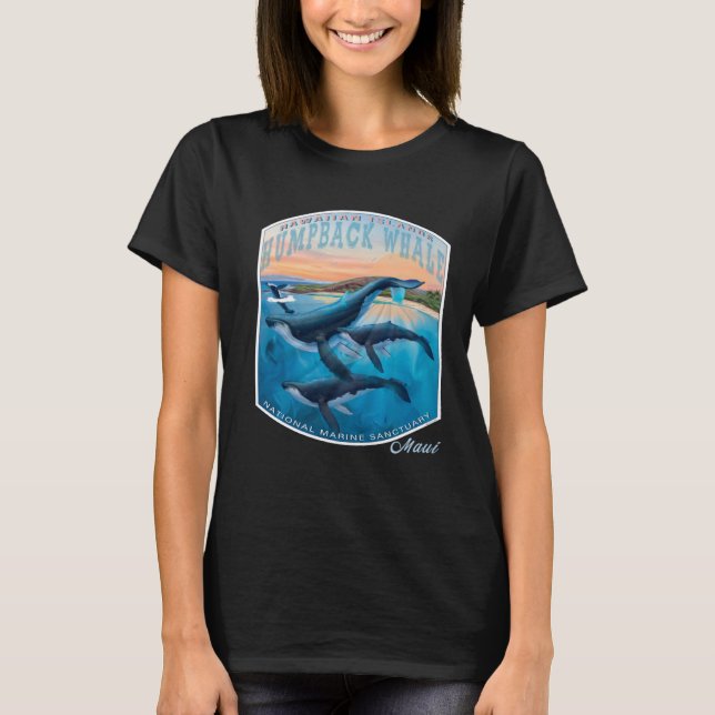 Hawaiian Islands Humpback Whale National Marine Sa T-Shirt (Front)