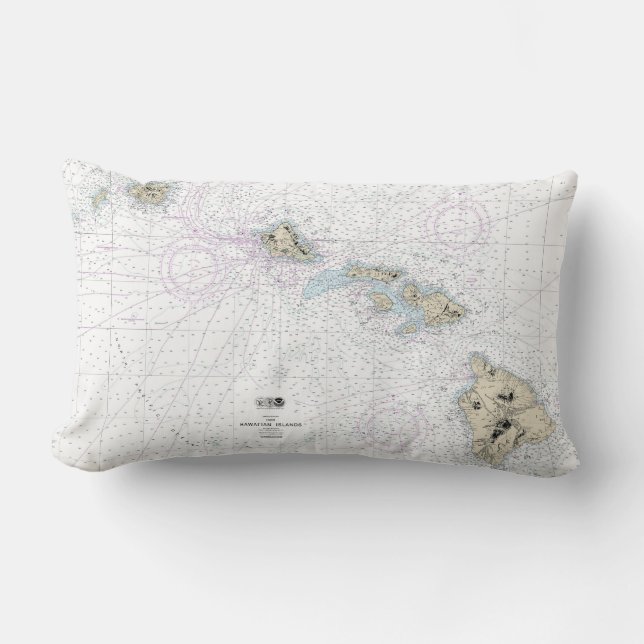 Hawaiian Islands Nautical Chart 19004 Lumbar Cushion (Front)