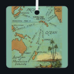 Hawaiian Islands Ornament<br><div class="desc">Vintage postcard map of the Hawaiian Islands repurposed as a metal ornament.</div>