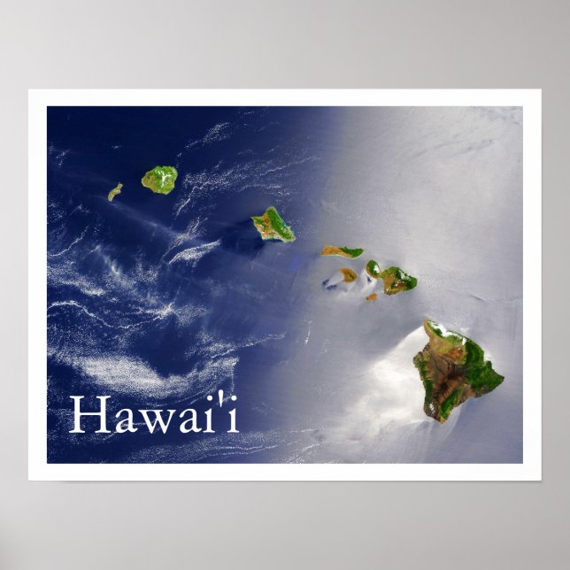 Hawaiian Islands Satellite View Poster (Front)