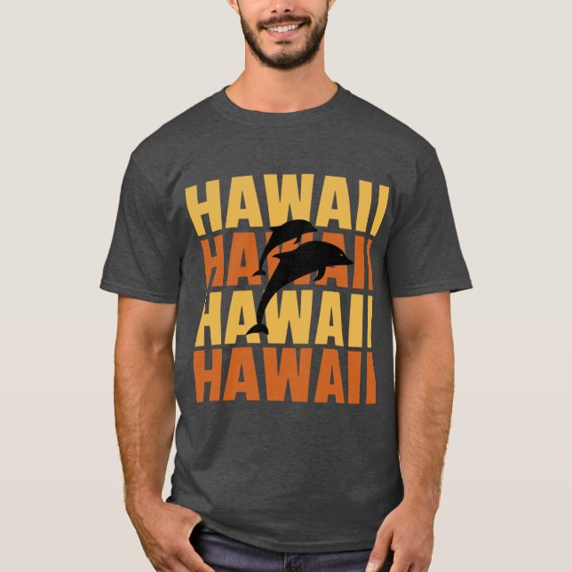 Hawaiian Islands Surf Style Dolphin Watching desig T-Shirt (Front)