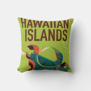 Hawaiian Islands Vintage Travel Poster. Cushion