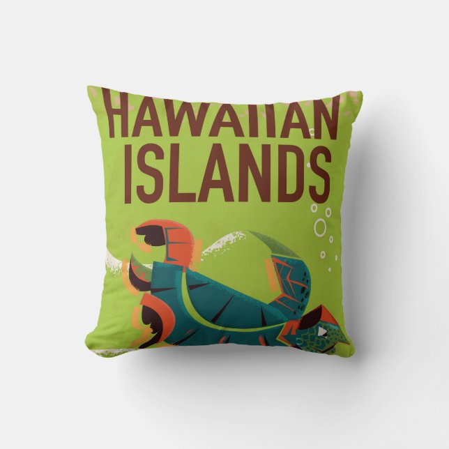 Hawaiian Islands Vintage Travel Poster. Cushion (Front)