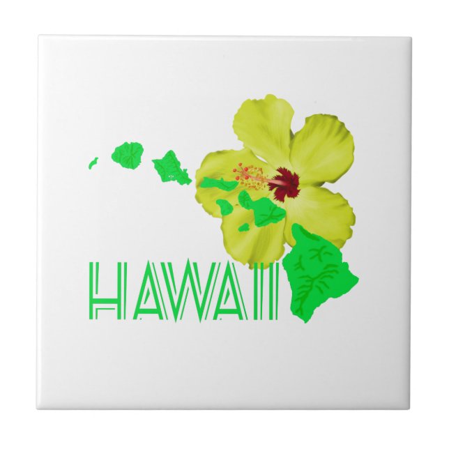 Hawaiian Islands Yellow Hibiscus Flower Ceramic Tile (Front)