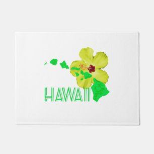 Hawaiian Islands Yellow Hibiscus Flower Doormat