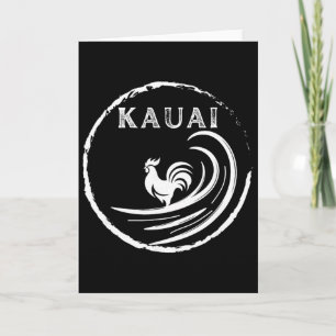 Hawaiian Kauai Rooster, Chicken, Trutle And Coffee Card