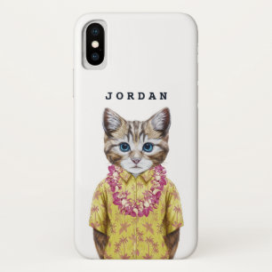 Hawaiian Kitty Cat Add Your Name iPhone X Case