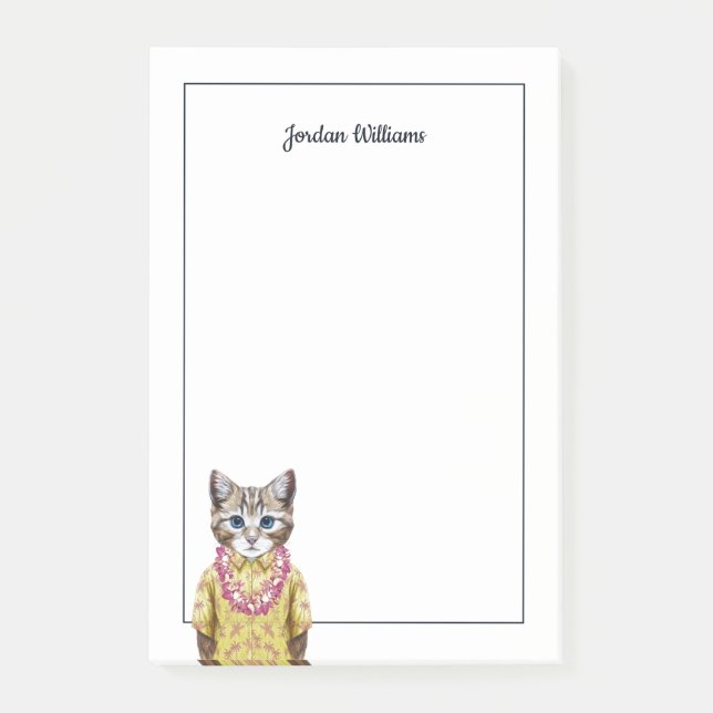 Hawaiian Kitty Cat | Add Your Name Post-it Notes (Front)