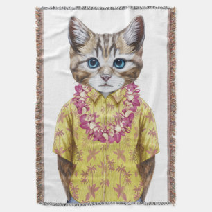 Hawaiian Kitty Cat Throw Blanket