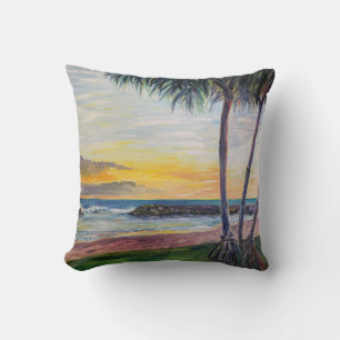 Hawaiian Ko'Olina Beach lagoon 2 Hala Tree  Cushion