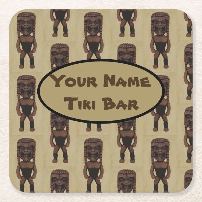 Hawaiian Ku Tiki customisable Tiki bar coasters (Front)