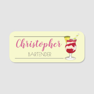 Hawaiian Lava Flow Cocktail Luau Island Tiki Bar Name Tag