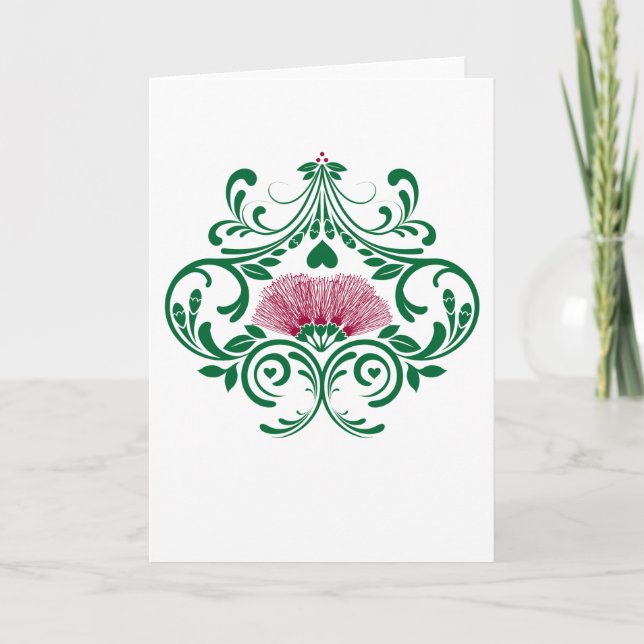 Hawaiian Lehua Flower Greeting Card (Front)