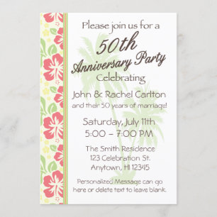 Hawaiian Luau 50th Anniversary Party Invitations