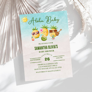 Hawaiian Luau Aloha Pineapple Baby Shower Invitation