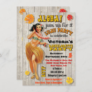 Hawaiian Luau Bachelorette Party Invitations