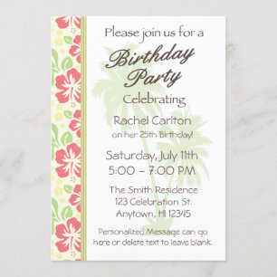 Hawaiian Luau Birthday Party Invitation