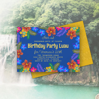 Hawaiian Luau Birthday Party Invitation